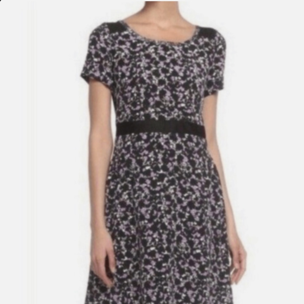 Marc by Marc Jacobs Black and Purple Silk Fit and Flare Dress - Picture 6 of 16